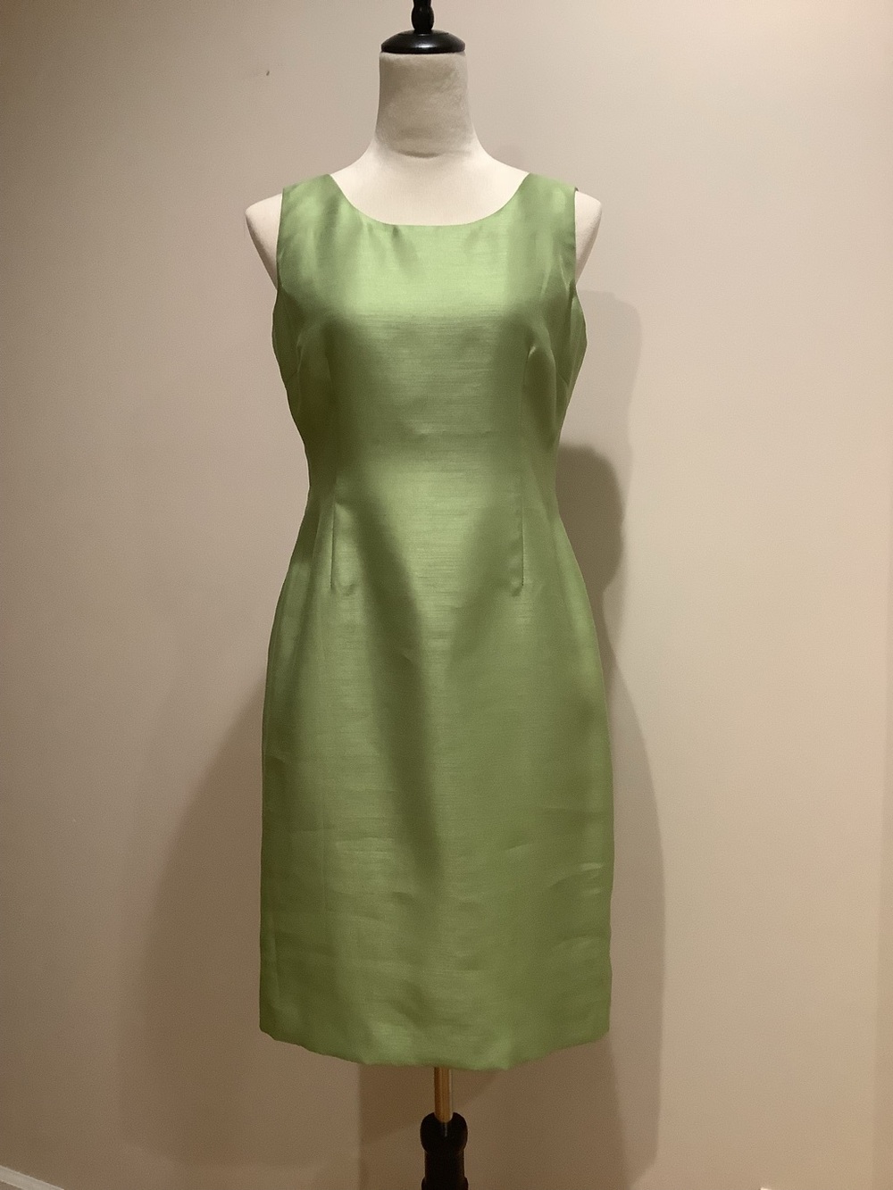 Kasper Green Satin Dress Size 4P, Pre-owned